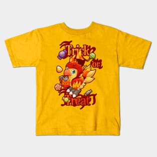 Trick or Treat Alpha and Omega - a Halloween dress up chocobo to enjoy the season with Kids T-Shirt